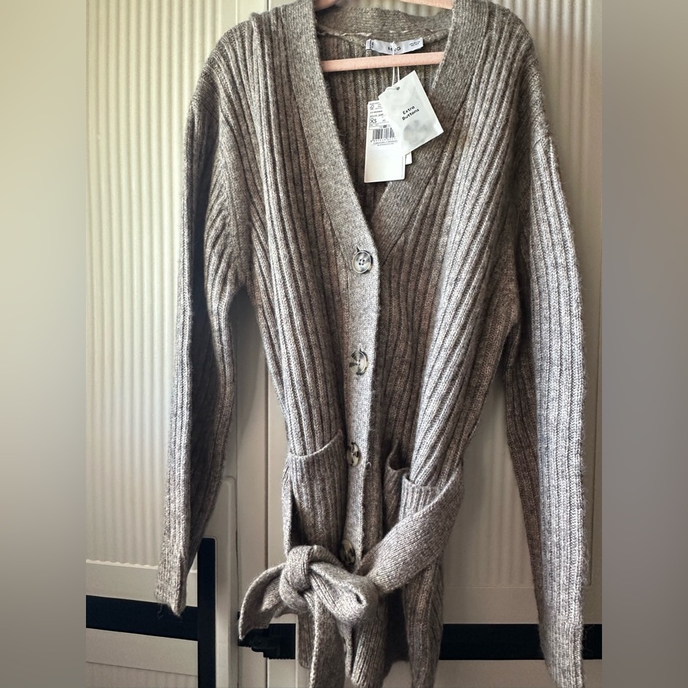 MANGO belted long cardigan